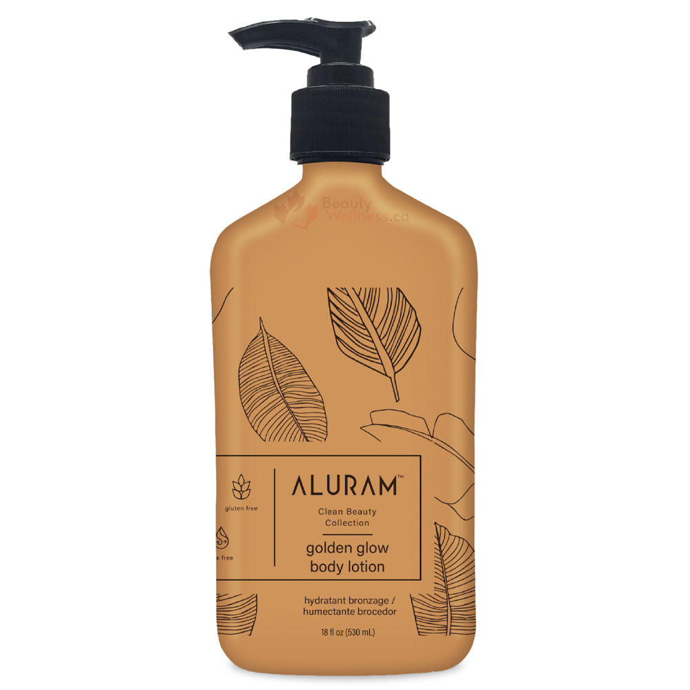 Aluram Golden Glow Body Lotion 18 oz. - 530 mL Skin Moisturizer & Natural Sunless Tanner