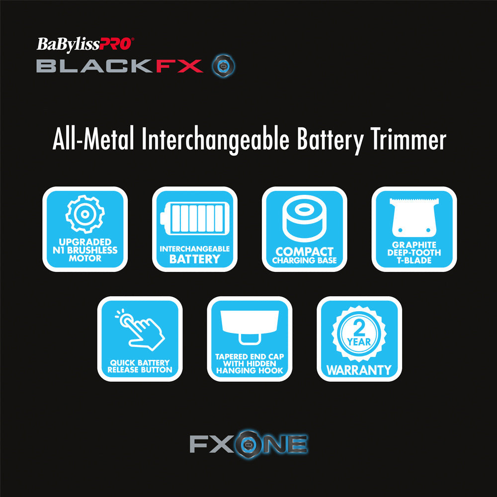 BaBylissPRO FXONE BlackX Trimmer with Bonus Case - FX799MB - Interchangeable Battery System