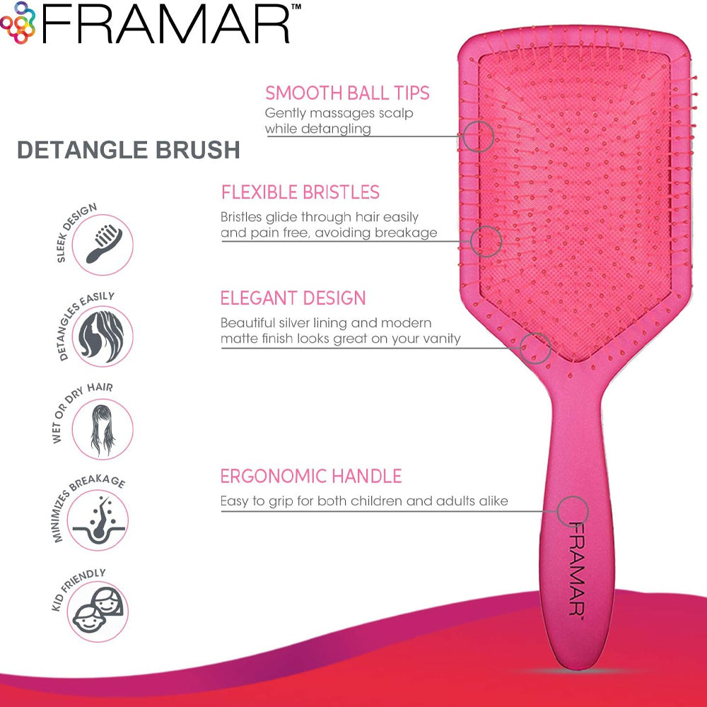 Framar Pinky Swear - Detangle Paddle Brush - FB-PB-PNK