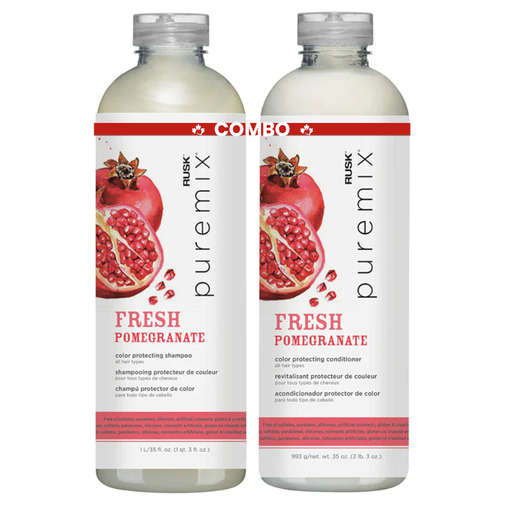 Rusk Duo Puremix Colour Protecting Shampoo and Conditioner - Fresh Pomegranate  -  1 L - 35 oz.