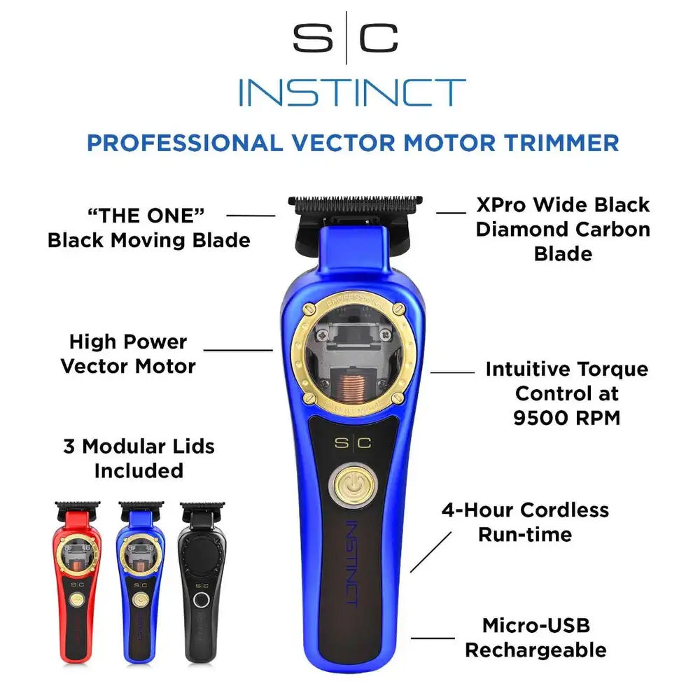 StyleCraft Instinct Trimmer - Professional Vector Motor Cordless Hair Trimmer With Intuitive Torque Control SC407M