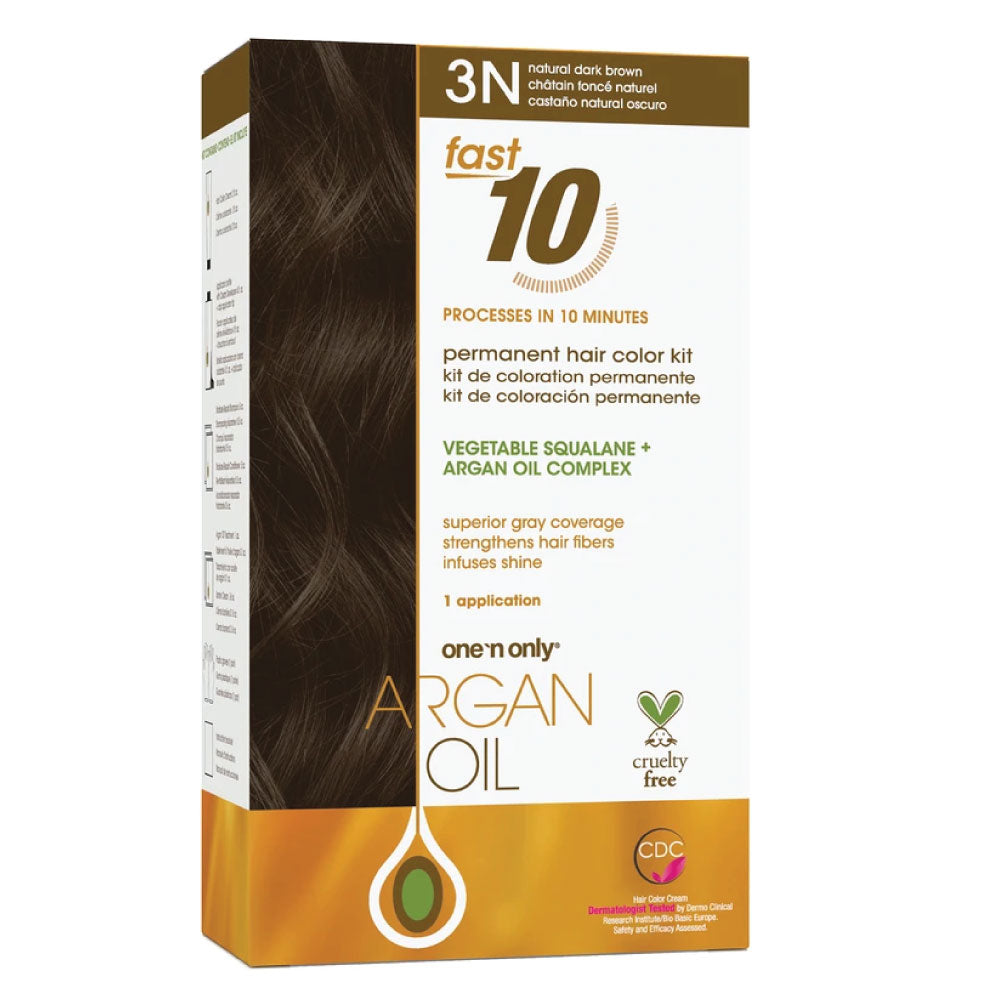 Sale One 'n Only Argan Oil Fast 10 Permanent Hair Color Kit 3N Natural Dark Brown 