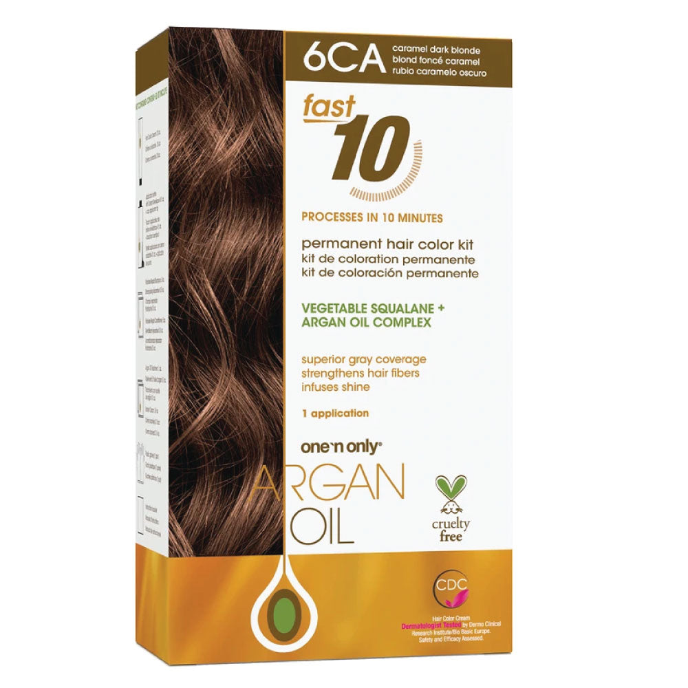 Sale One 'n Only Argan Oil Fast 10 Permanent Hair Color Kit 6CA Caramel Dark Blonde 