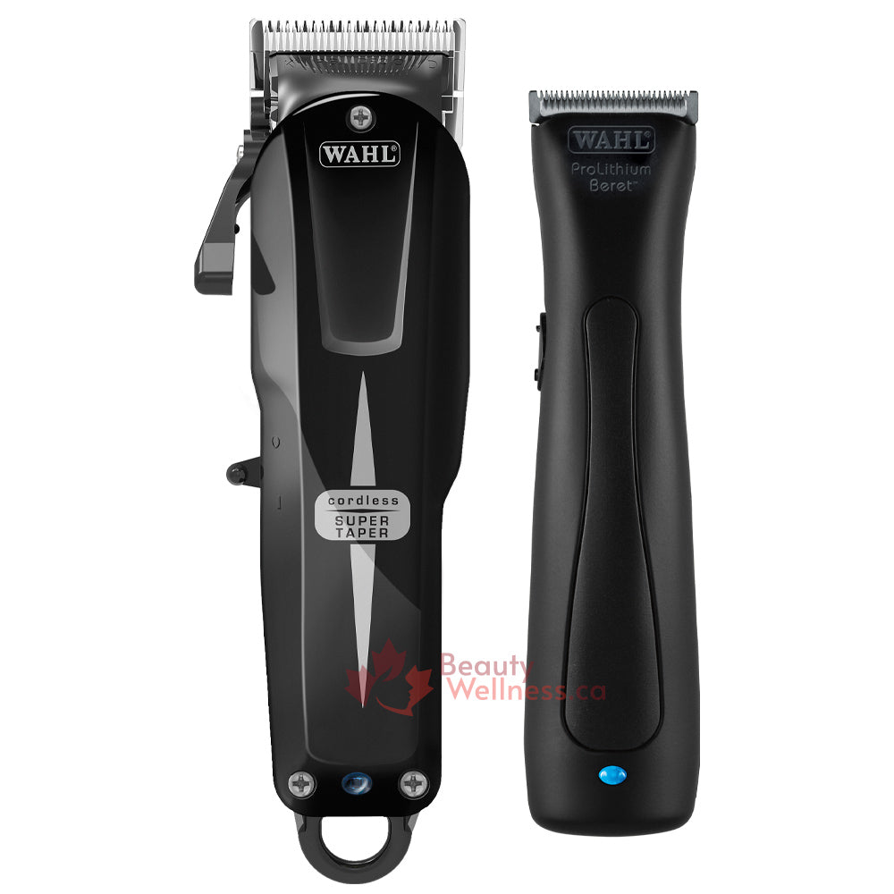 Wahl Clippers and Beard Trimmer Cordless Combo 56440 | Super Taper Clipper + Beret Stealth Trimmer + Bonus Zippered Carrying Case