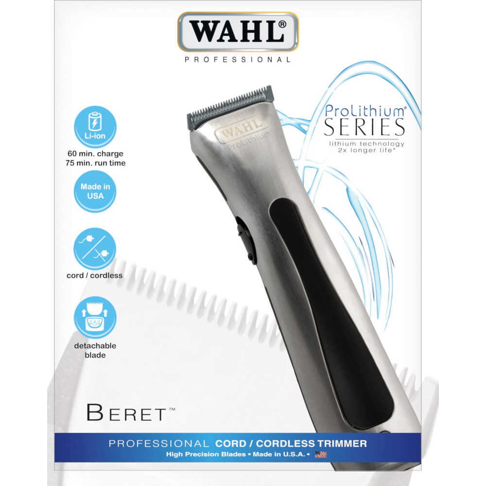 Wahl Lithium Beret Professional Cord/Cordless Trimmer #56308 with 4 Cutting Guides Lo