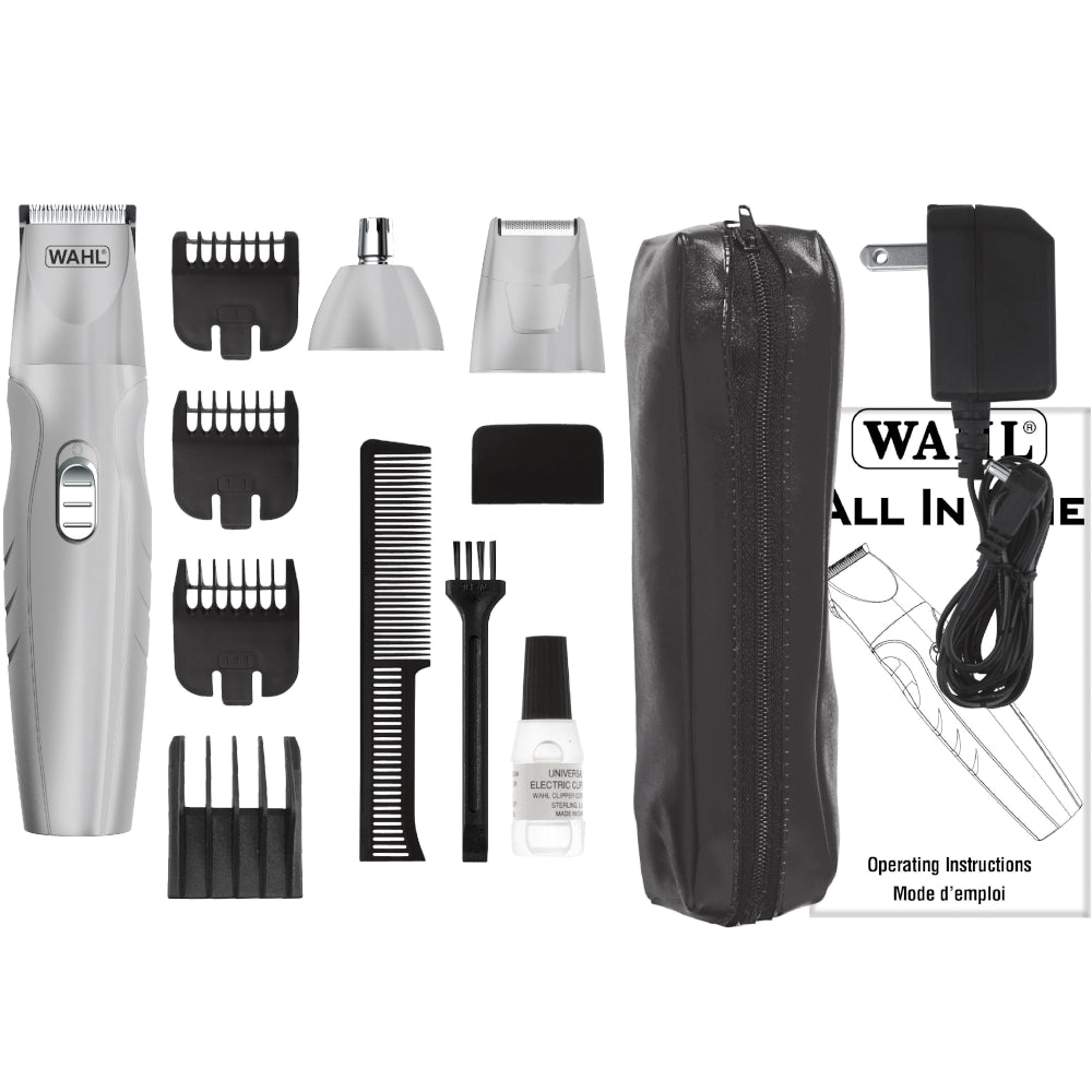Wahl All-in-one Rechargeable Groomer with 3 Grooming Heads - Rotary Head, Foil Shaver and Trimmer with Guides - 3297