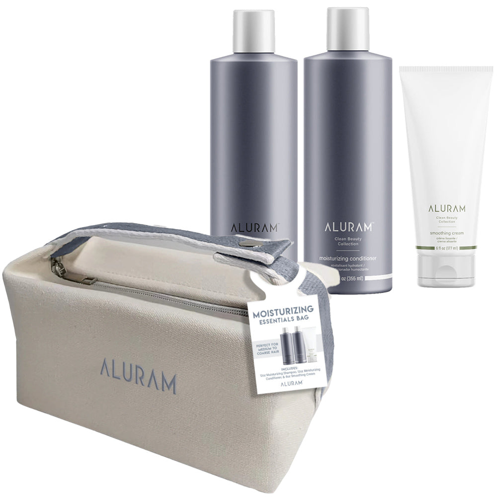 Aluram Moisturizing Essentials with Bonus Bag - Shampoo, Conditioner & Smoothing Cream