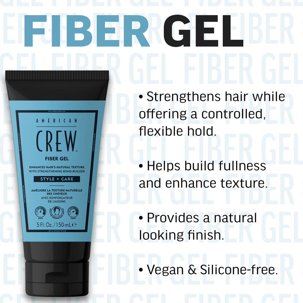 American Crew Fiber Gel 5 oz. / 150 mL Hair Gel for Enhanced Texture with Strengthening Bond-Builder