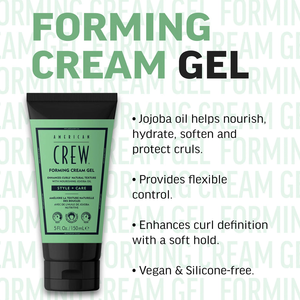 American Crew Forming Cream Gel 5 oz. / 150 mL Hair Gel for Defined Curls with Nourishing Jojoba Oil