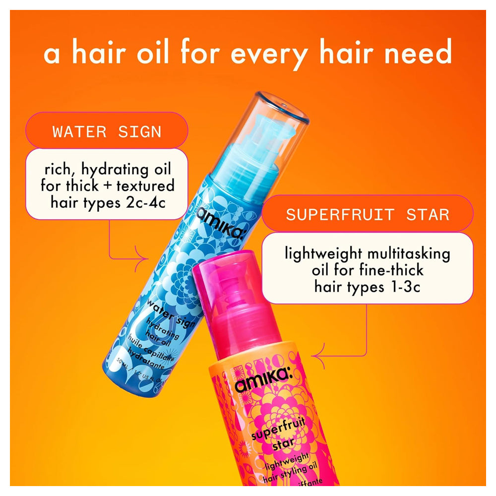 Amika Superfruit Star 50 mL / 1.7 oz. -  Lightweight Hair Styling + Heat Defense Oil | Heat Protection, Strengthen + Reduce Breakage Smooth Frizz, Add Glossy Shine