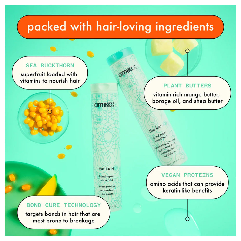 Amika The Kure Strength Repair Shampoo 275 mL / 9.2 oz. 55% Less Breakage and 2x Stronger Hair