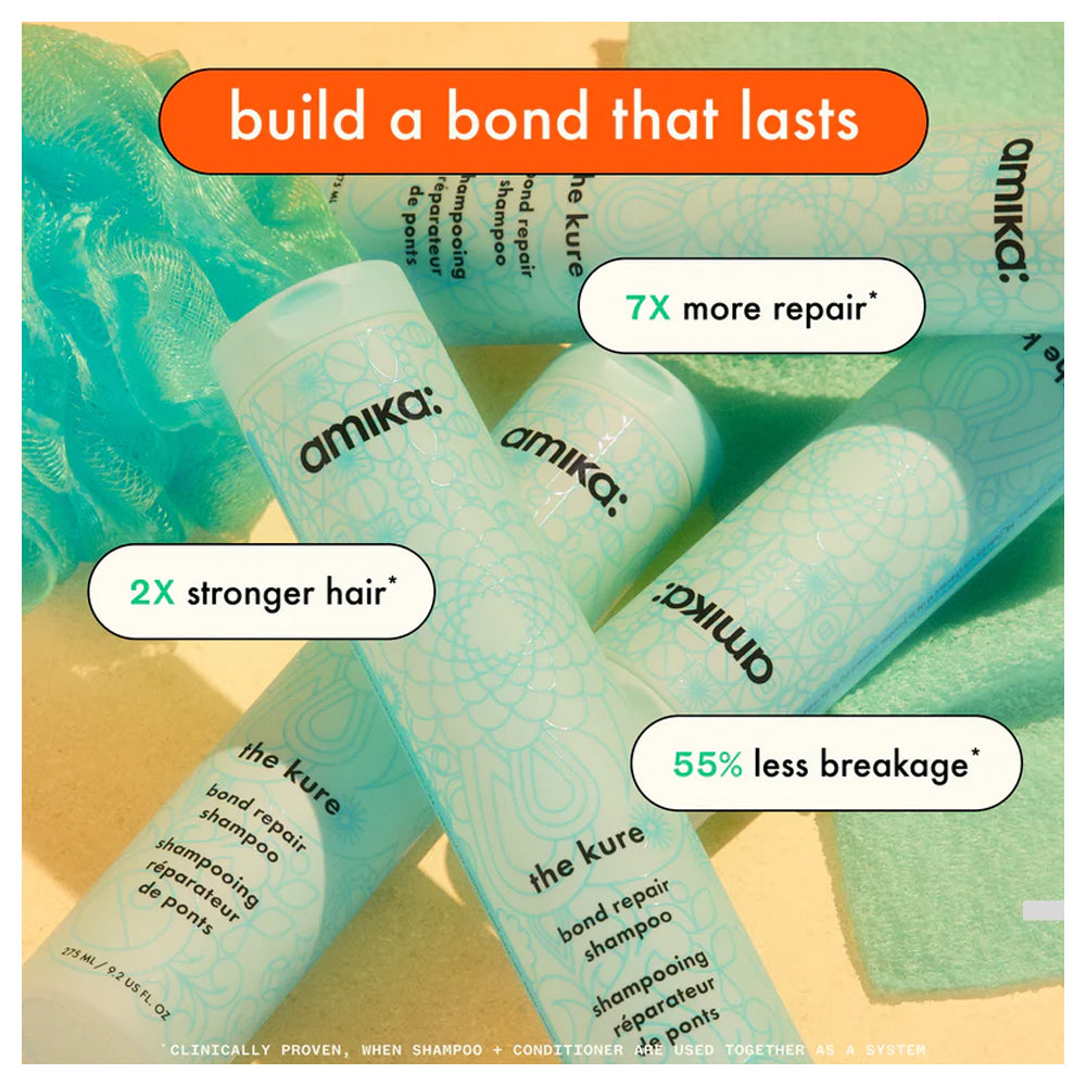 Amika The Kure Strength Repair Shampoo 275 mL / 9.2 oz. 55% Less Breakage and 2x Stronger Hair