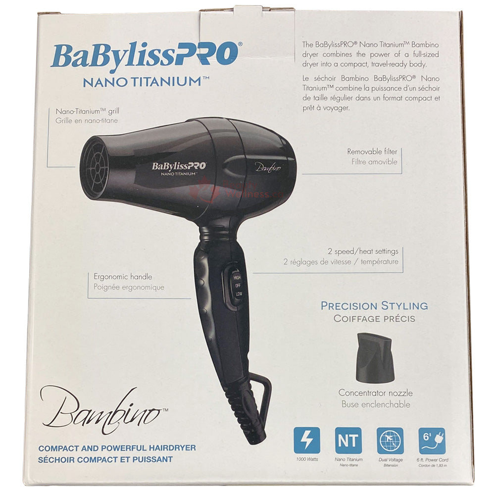 BaBylissPRO Bambino Nano-Titanium Micro Travel Hair Dryer - Dual Voltage - BABNT5510NC