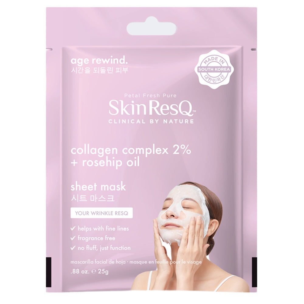 BCL SPA Skin RESQ™ Age Rewind Sheet Mask – Pack of 7 - 0.88 oz. - Collagen Complex to Boost Skin Elasticity - Made in South Korea