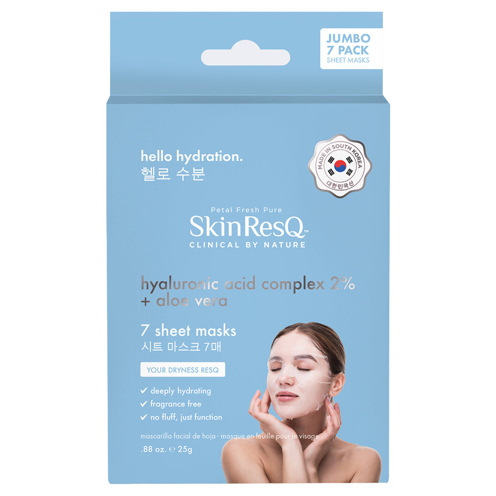 BCL SPA Skin RESQ™ Hello Hydration Sheet Mask – Pack of 7 0.88 oz. - Hyaluronic Acid Complex to Hydrate, Soothe & Nourish Skin - Made in South Korea