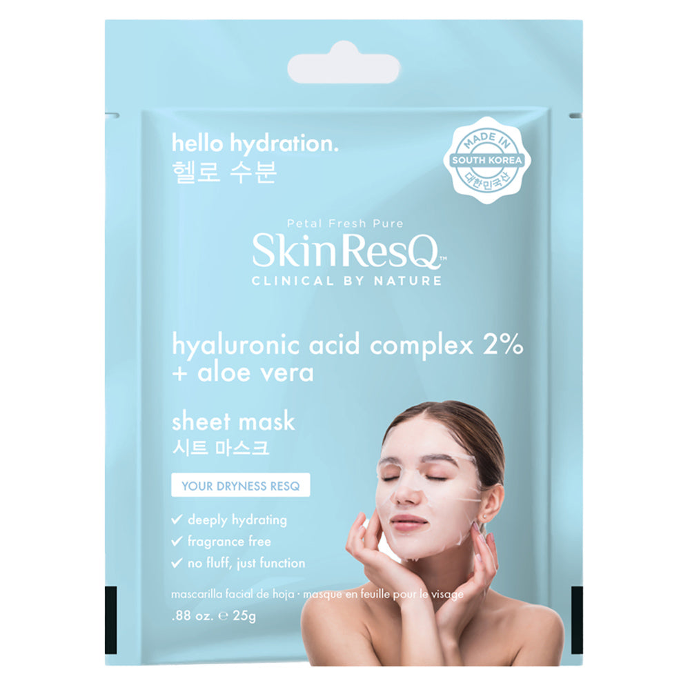 BCL SPA Skin RESQ™ Hello Hydration Sheet Mask – Pack of 7 - 0.88 oz. - Hyaluronic Acid Complex to Hydrate, Soothe & Nourish Skin - Made in South Korea