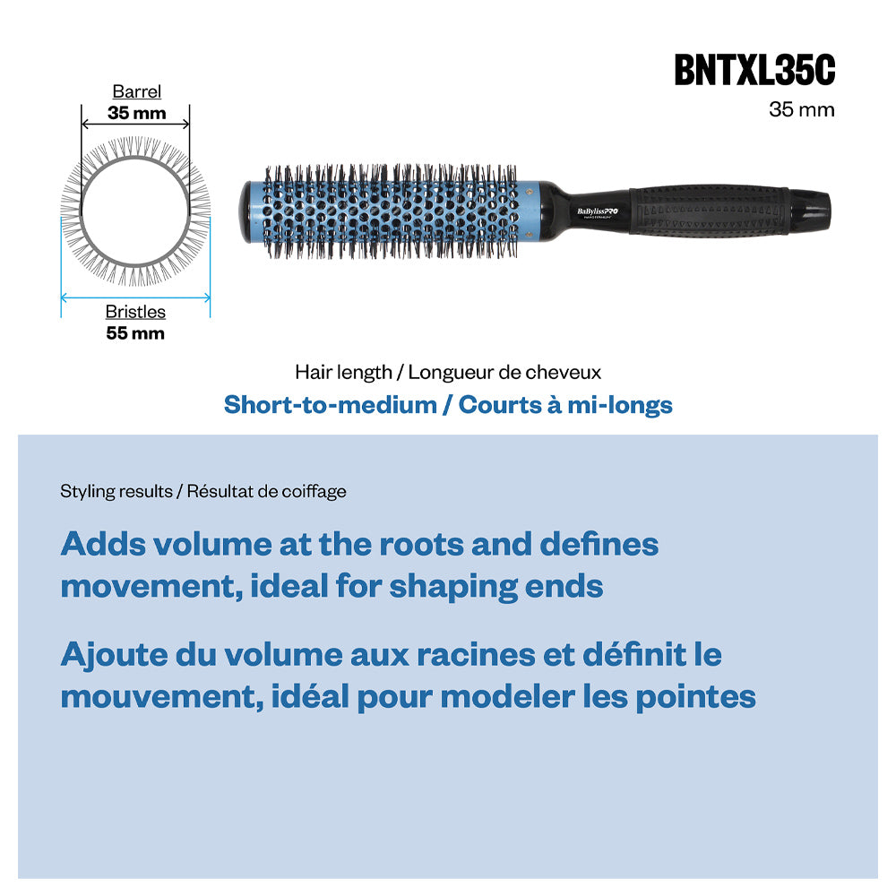 BaBylissPRO Nano Titanium Extra-Long Professional Brush (35 mm) - Round Brush - Blowouts - Heat Resistant