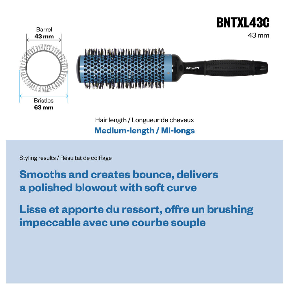 BaBylissPRO Nano Titanium Extra-Long Professional Brush (43 mm) - Round Brush - Blowouts - Heat Resistant