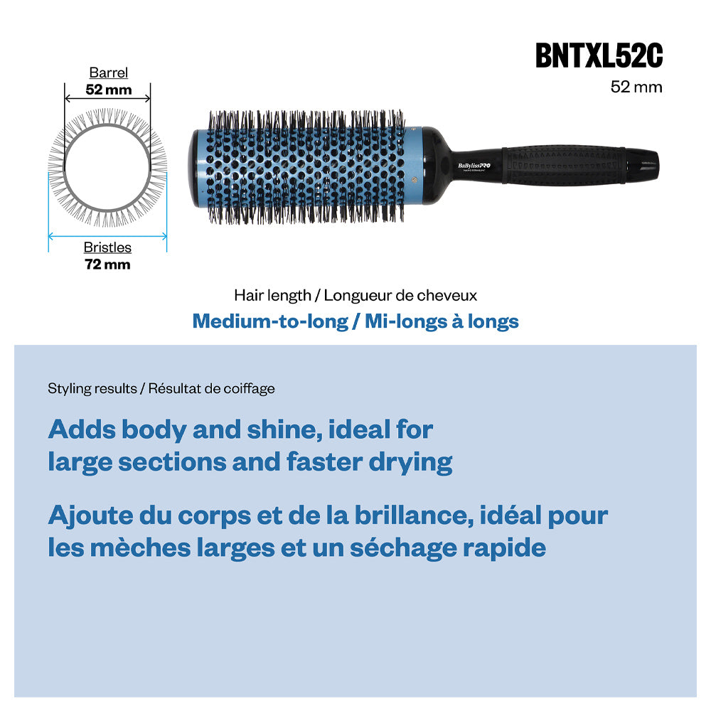 BaBylissPRO Nano Titanium Extra-Long Professional Brush (52 mm) - Round Brush - Blowouts - Heat Resistant