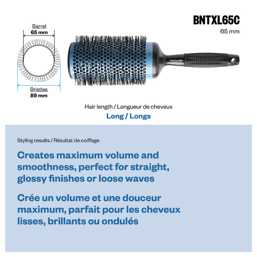 BaBylissPRO Nano Titanium Extra-Long Professional Brush (65 mm) - Round Brush - Blowouts - Heat Resistant