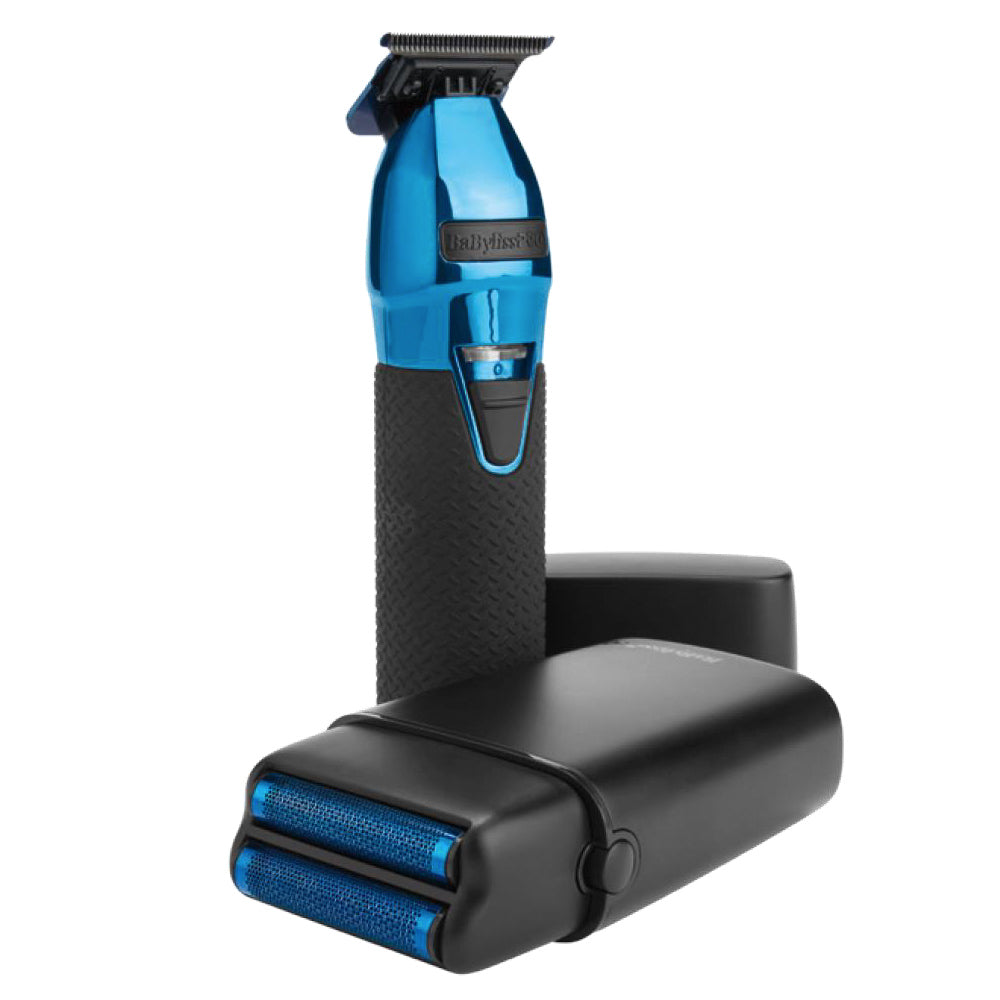 BaBylissPRO Black and Blue Trimmer and Double-foil Shaver Pre-pack