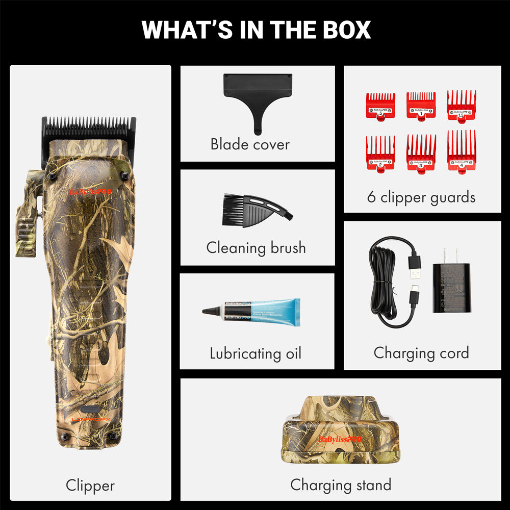 BaBylissPRO Camo Duo Clipper & Trimmer with Stands - FX82CAM - FX72CAM - LO-PROFX Compact Limited Edition Collection