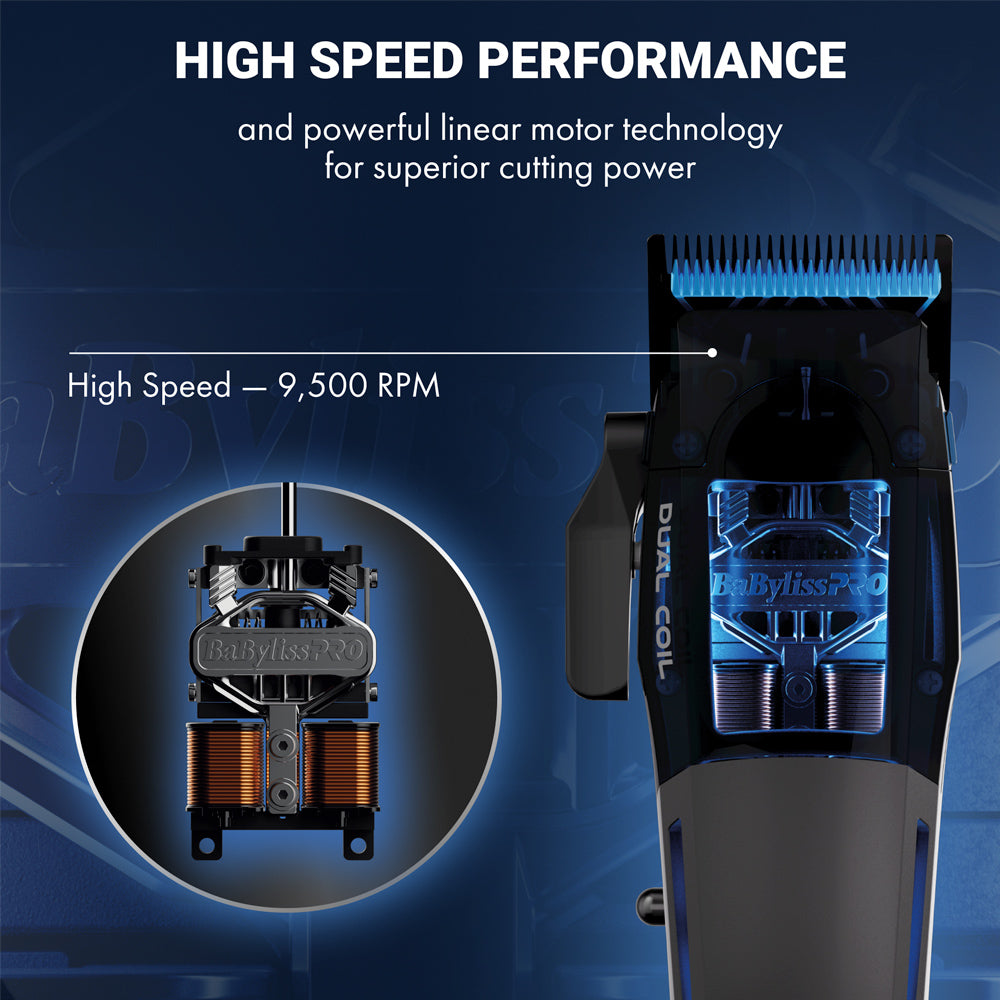 BaBylissPRO Combo Dual-Coil Motor Clipper & Trimmer with Charging Stands FX95C & FX95T - Super Power Motors