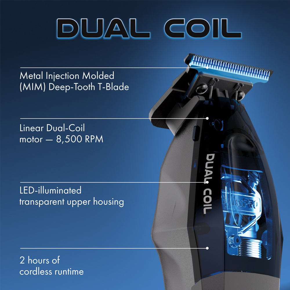 BaBylissPRO Dual-Coil Motor Trimmer with Charging Base FX95T - Super Power 8,500 RPM and MIM T-Blade