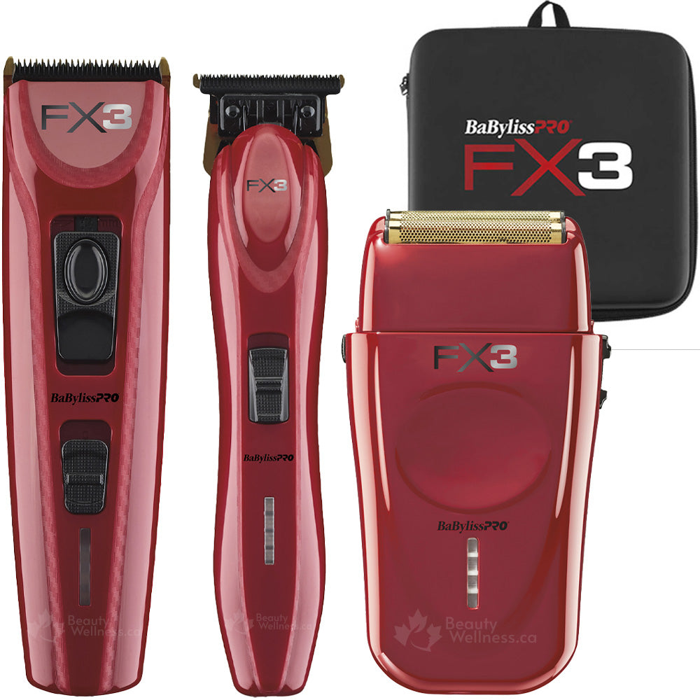 BaBylissPRO FX3 Set - Clipper, Trimmer and Double Foil Shaver with Bonus Case - FXX3C - FXX3T - FXX3S