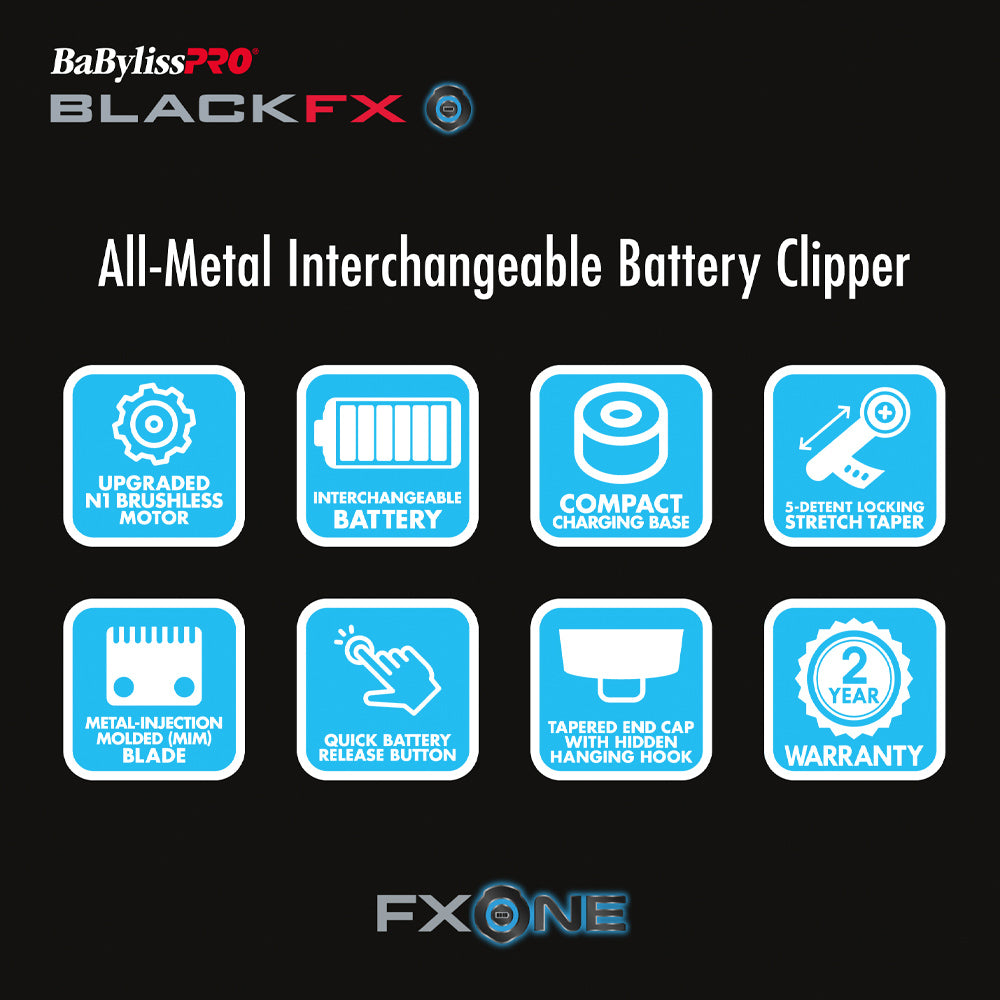 BaBylissPRO FXONE BlackFX Clipper FX899MB with Interchangeable Battery System