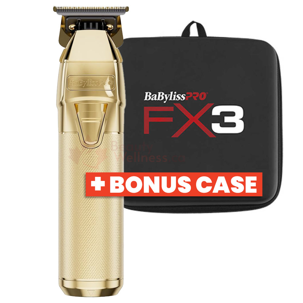 BaBylissPRO GoldFX FXONE Trimmer FX799G with Bonus Case and Interchangeable Battery System - 3 hours runtime