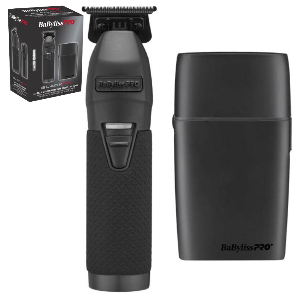 BaBylissPRO Matte Black All-metal Lithium Trimmer & Double-foil Shaver - Prepack FXTSMBPK