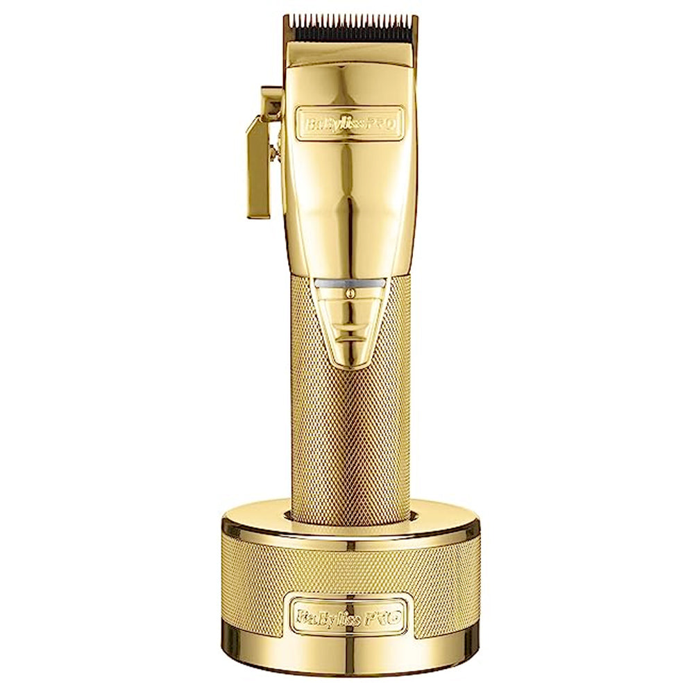 Combo BaBylissPRO GoldFX Clipper & Charging Base - Metal Lithium Hair Clippers (FX870G - FX870BASE-G)