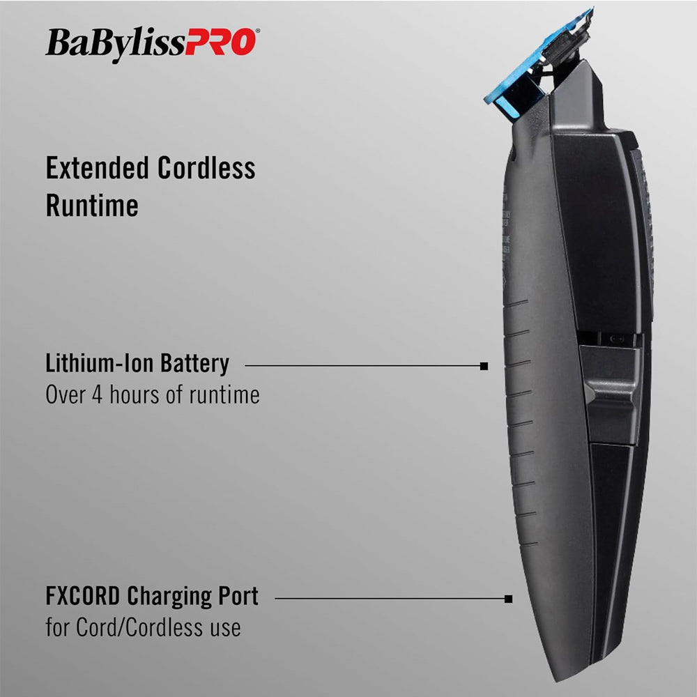 BaBylissPRO LithiumFX FX773NMB Matte Black Trimmer - Cord/Cordless Lithium Dual Voltage Hair and Beard Trimmer