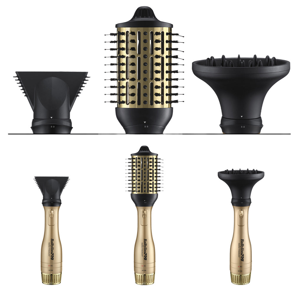 BaBylissPRO Metalix Nano-Titanium Detachable 3-in-1 Hot Air Brush & Dryer Limited Edition BNTDHB275MHC