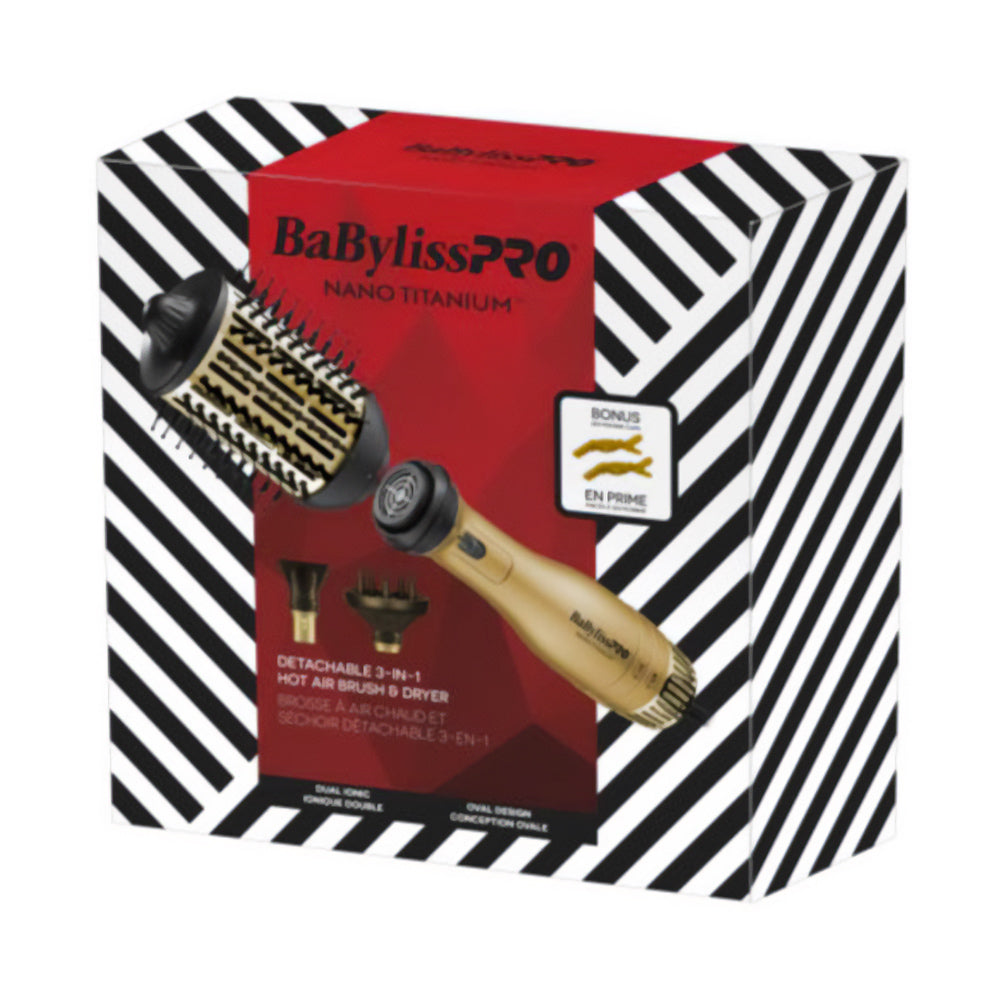 BaBylissPRO Metalix Nano-Titanium Detachable 3-in-1 Hot Air Brush & Dryer Limited Edition BNTDHB275MHC