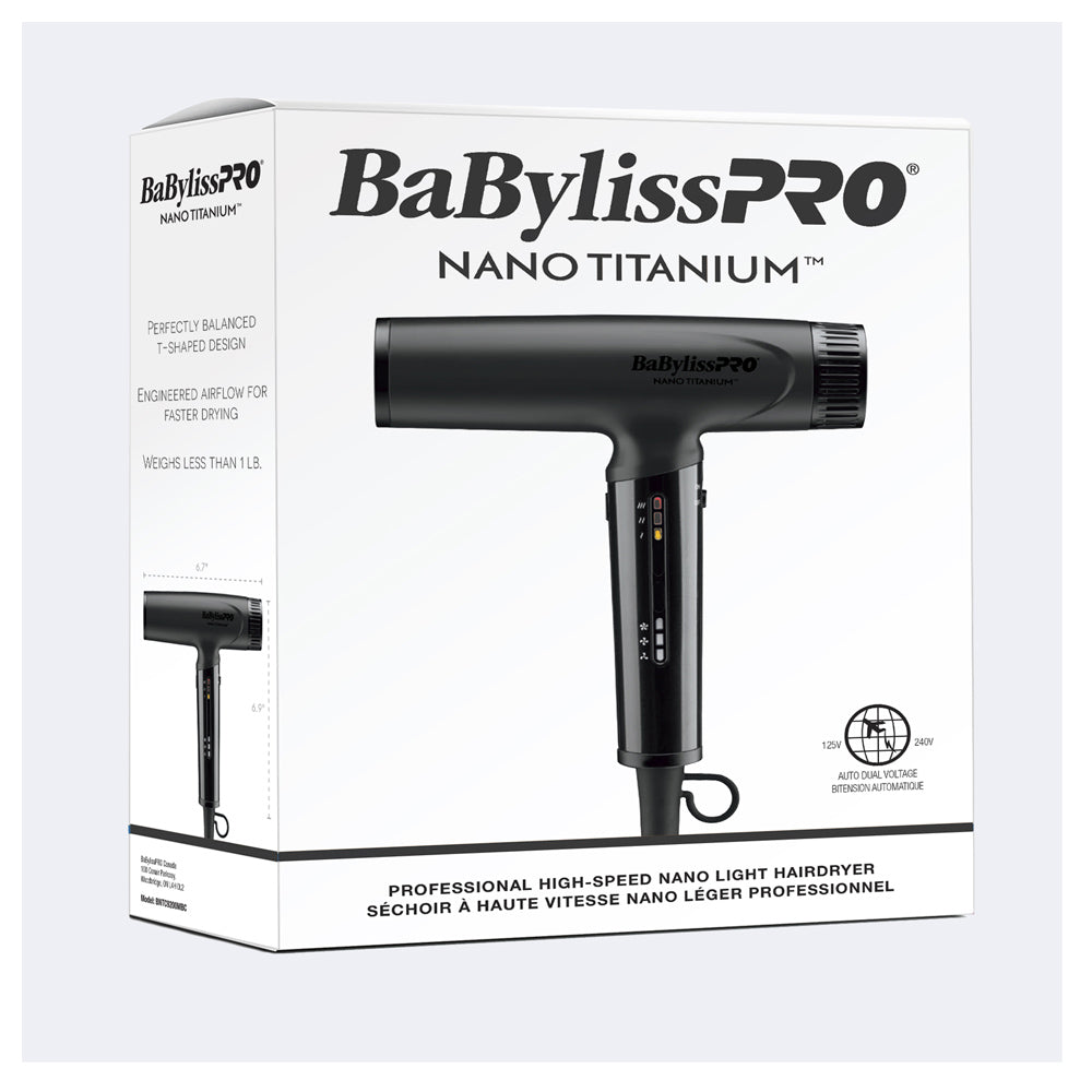 BaBylissPRO Nano Titanium High-Speed Nano Light Hairdryer (Matte black) - BNTC9200MBC