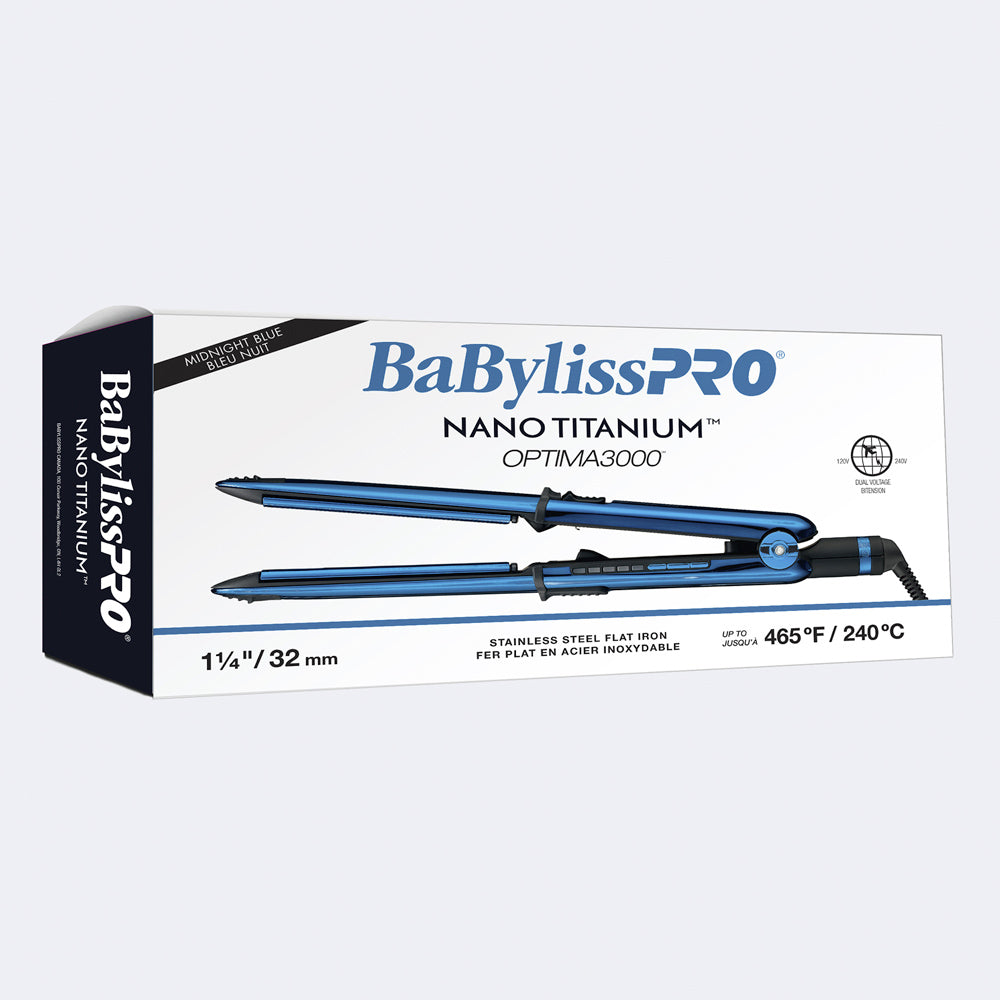 BaBylissPRO Special Midnight Nano Titanium Optima 1-1/4" Stainless Steel Flat Iron (Midnight Blue) BABSSMB3000TC