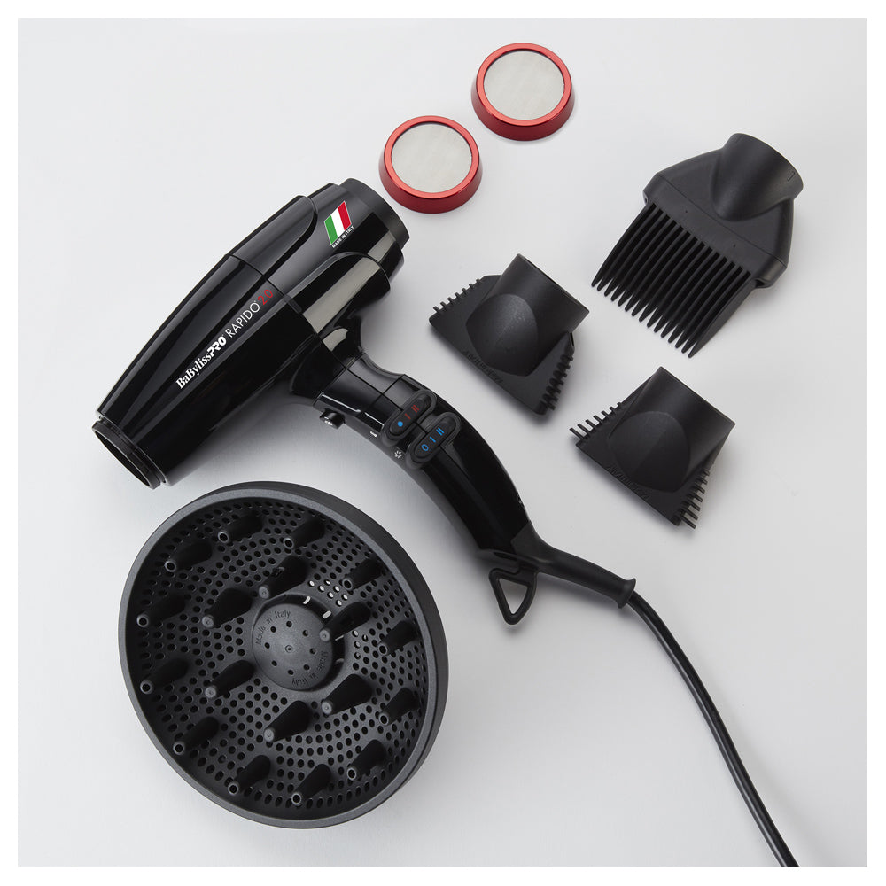 BaBylissPRO Rapido 2.0 High-performance Ionic Lightweight Hairdryer Crafted in Italy BRAP2C