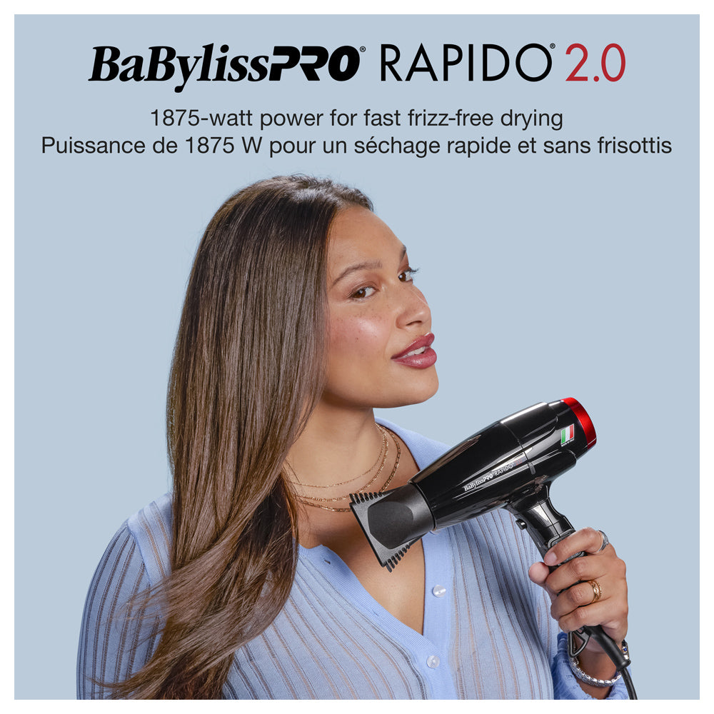 BaBylissPRO Rapido 2.0 High-performance Ionic Lightweight Hairdryer Crafted in Italy BRAP2C