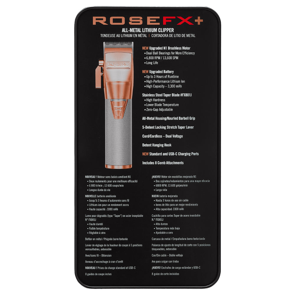 BaBylissPRO RoseFX+ Clipper - FX870NRG - 6,800 RPM - 3 Hours of Runtime