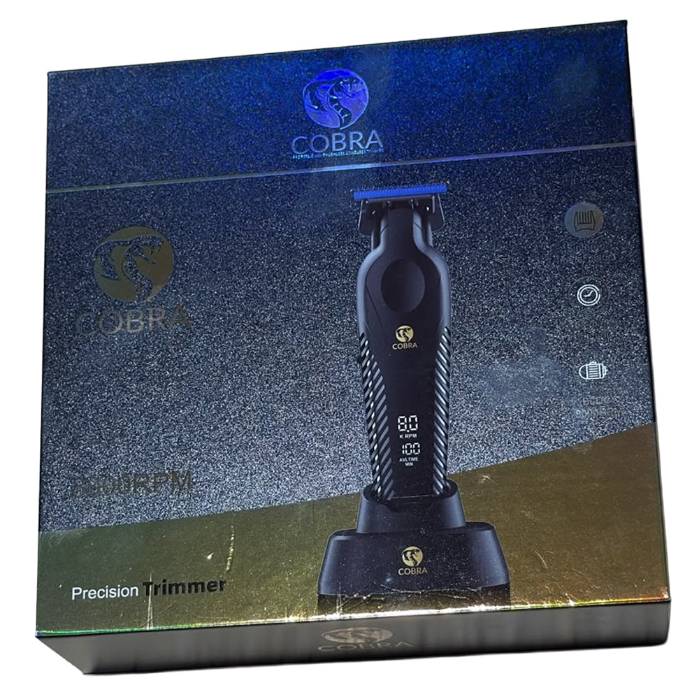 Cobra Brushless Precision Zero Gapped Trimmer, Digital Display, 180-Minute Runtime, Cordless with Charging Stand, Black, CBR2