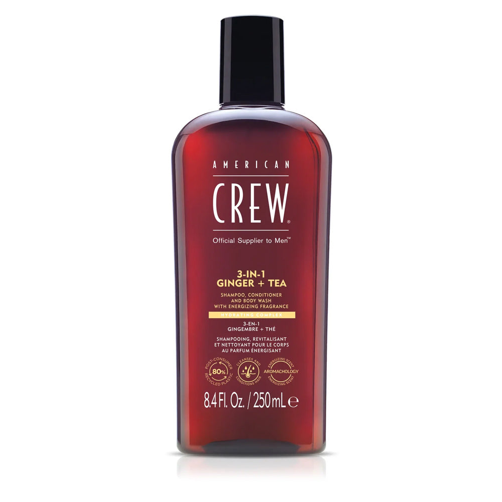 American Crew 3-in-1 Ginger + Tea | All-in-one Shampoo, Conditioner, and Body Wash - 1 L - 33.8 fl. oz.