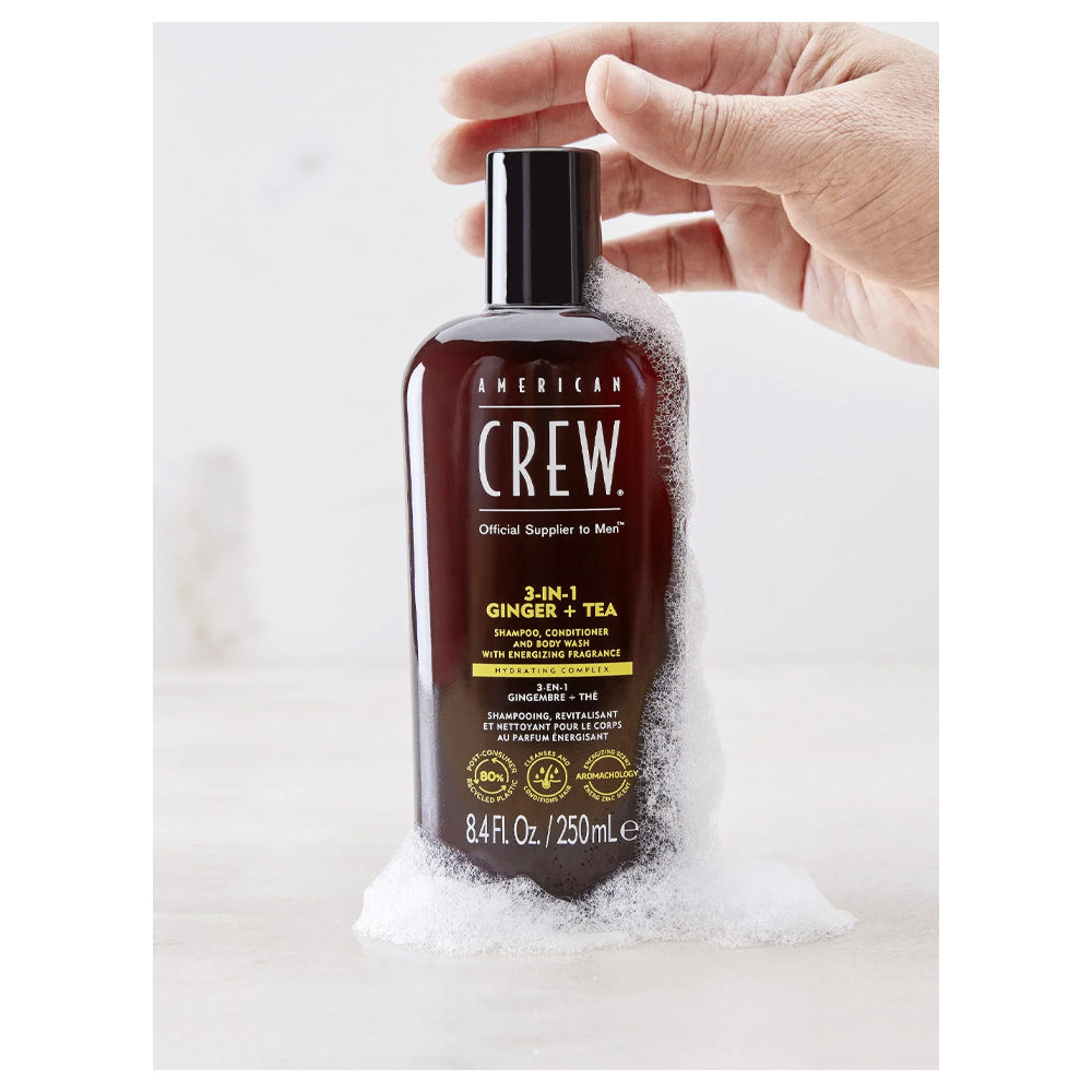American Crew 3-in-1 Ginger + Tea | All-in-one Shampoo, Conditioner, and Body Wash - 1 L - 33.8 fl. oz.