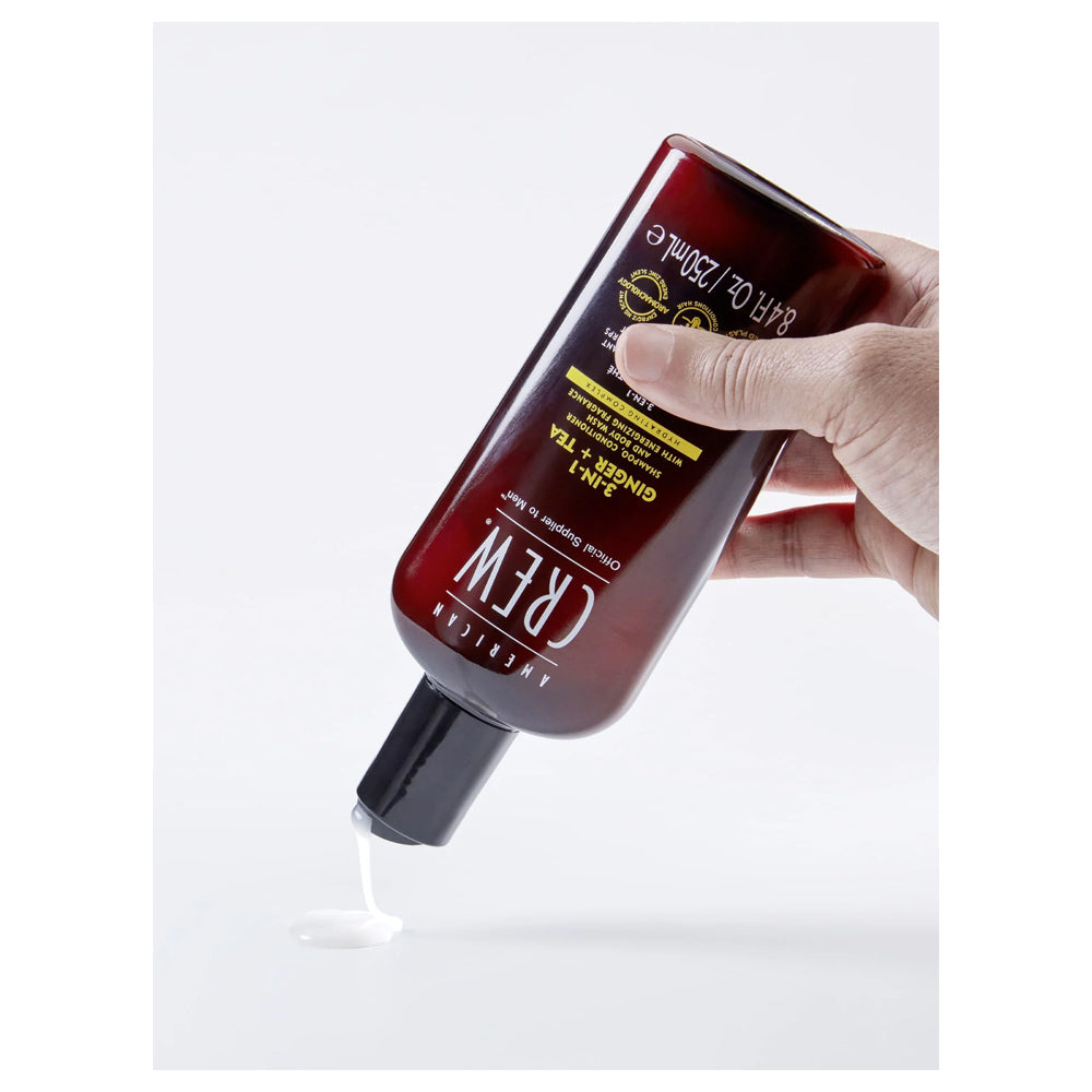 American Crew 3-in-1 Ginger + Tea | All-in-one Shampoo, Conditioner, and Body Wash - 1 L - 33.8 fl. oz.