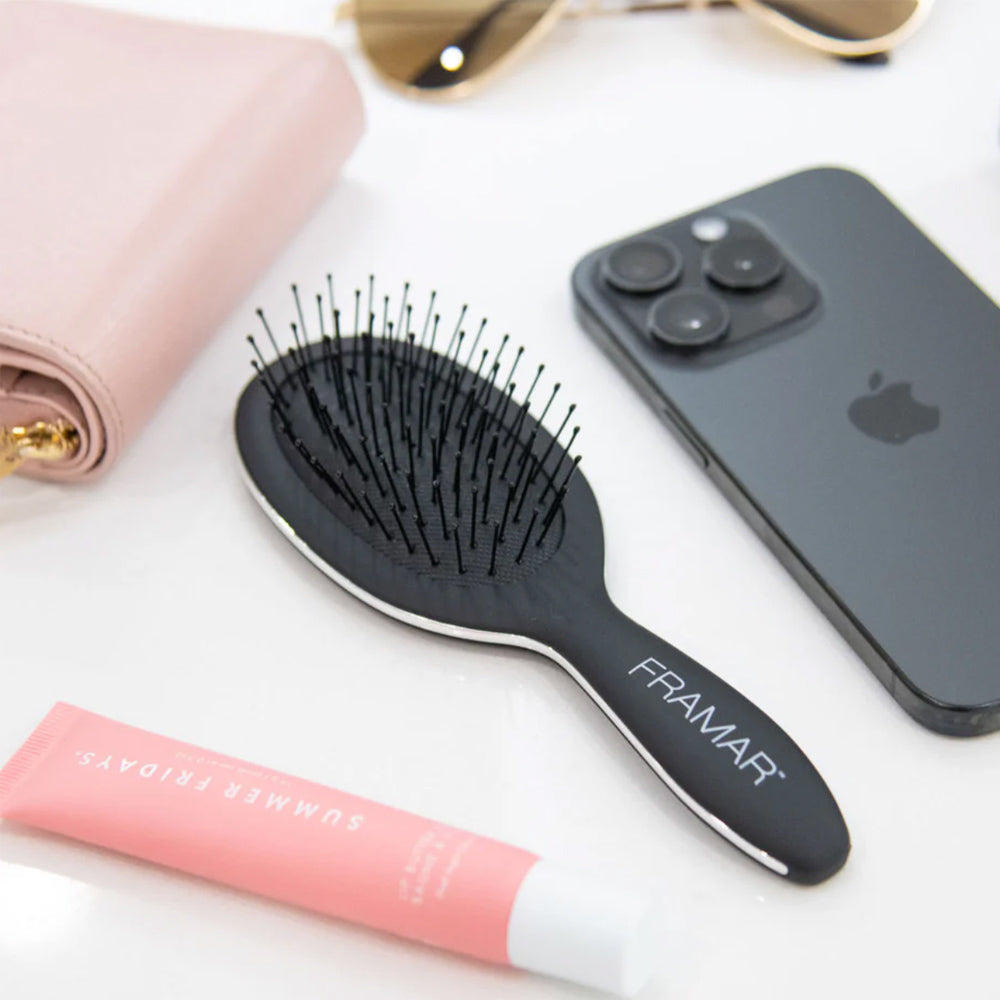 Framar Mini Detangle Brushes & Cleaner Travel Combo - 2 Brushes & 1 Cleaning Tool
