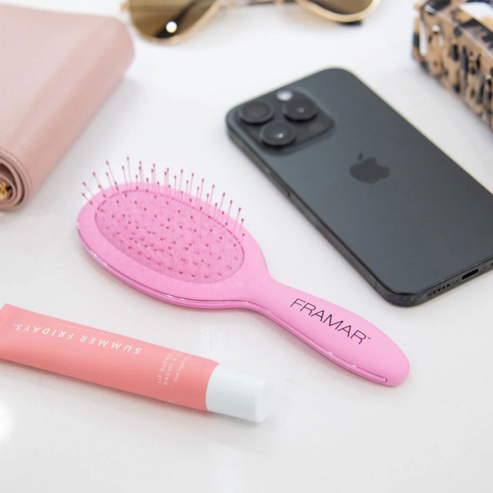 Framar Mini Detangle Brushes & Cleaner Travel Combo - 2 Brushes & 1 Cleaning Tool