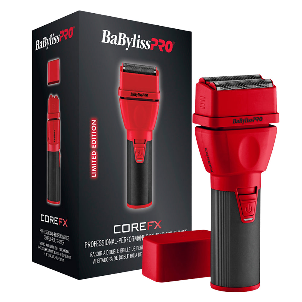 BaBylissPRO Red COREFX Double-Foil Shaver FX75FS2RD -  Waterproof Housing - USB-C Charging - Limited Edition Red