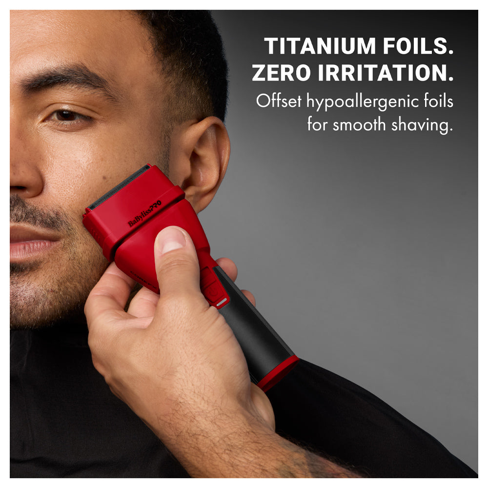 BaBylissPRO Red COREFX Double-Foil Shaver FX75FS2RD -  Waterproof Housing - USB-C Charging - Limited Edition Red