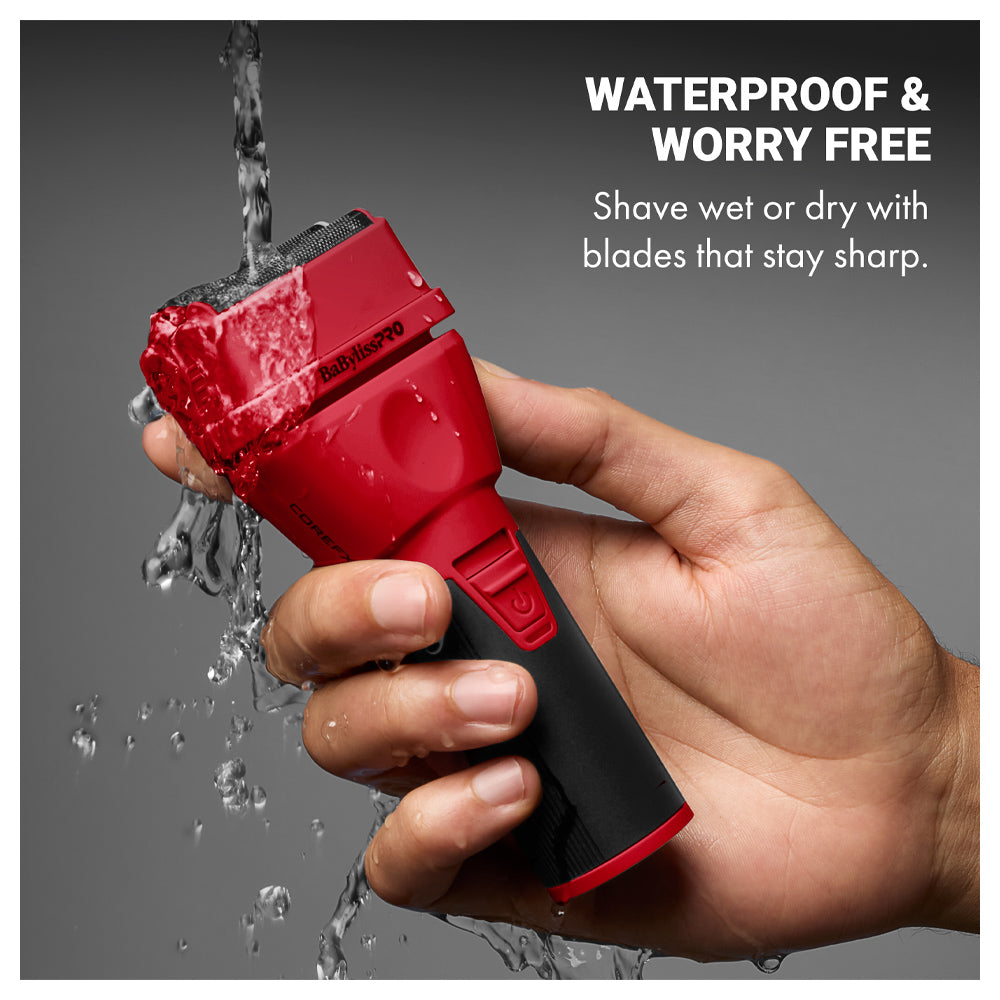 BaBylissPRO Red COREFX Double-Foil Shaver FX75FS2RD -  Waterproof Housing - USB-C Charging - Limited Edition Red